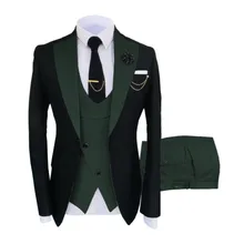 Moda terno de casamento fino ajuste blazer 3 pçs conjunto de duas peças casamento formal lapela peaked casamento formatura terno masculino (4)