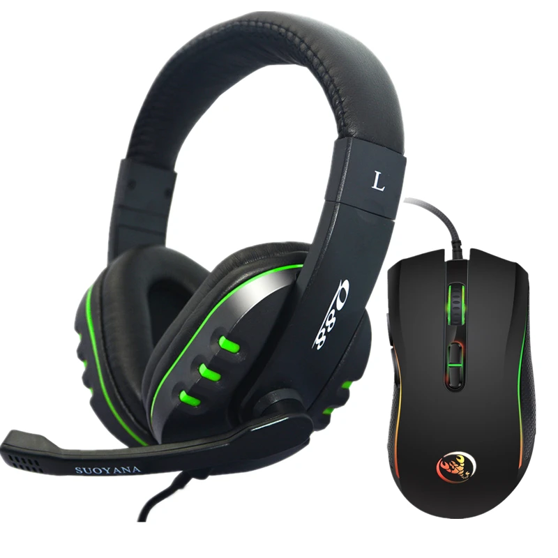 GIAUSA Высококачественная гарнитура + геймерская мышь 3200 DPI стерео Бас Игровые