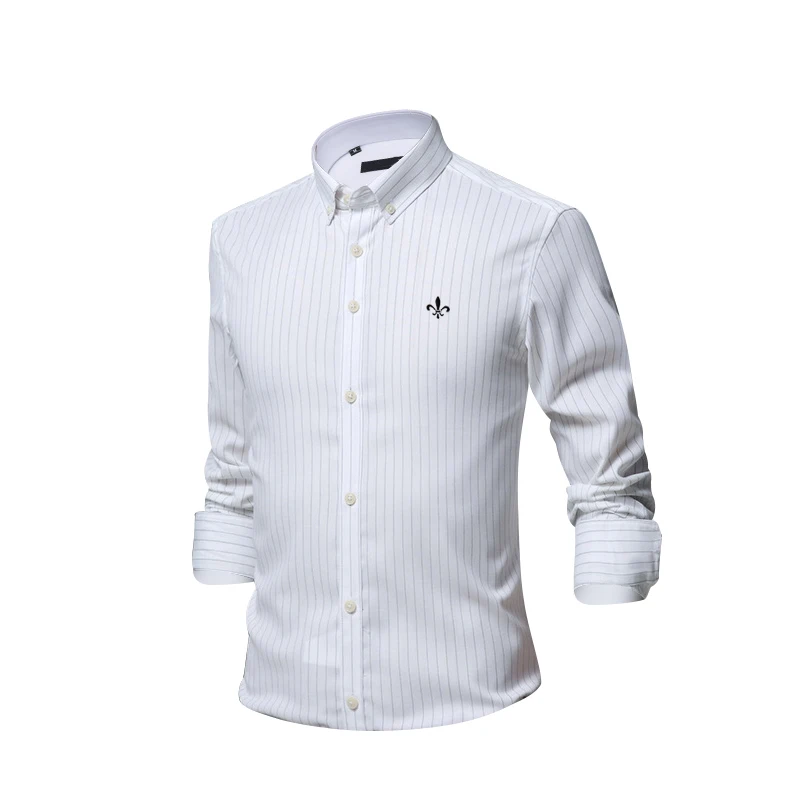 Блузка полосатая рубашка мужская с длинным рукавом платье Dudalina Camisa Social Masculina печатная версия рубашка мужская - Цвет: DCZ1801-WHITE