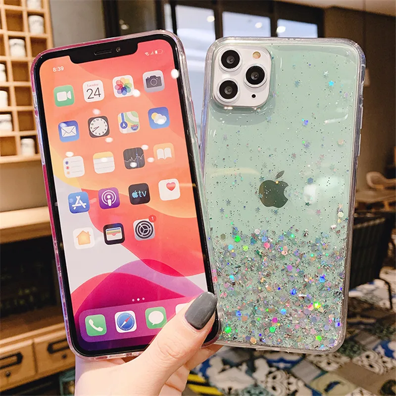 Роскошный блестящий чехол со звездой для iPhone 11 Pro Max X XR Xs 6 6s 7 8 Plus мягкий