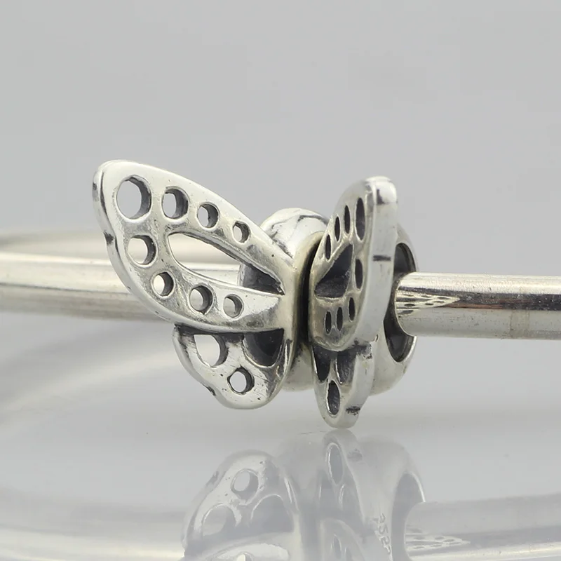 

925 Sterling Silver Beads Charm Butterfly Ball Plunger Fit European Troll 3.0mm Bracelet Jewelry