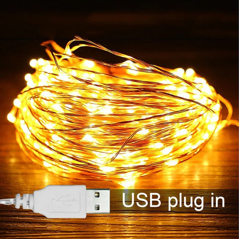 Новинка для рождественской вечеринки USB светодиодный фонарь на медном проводе