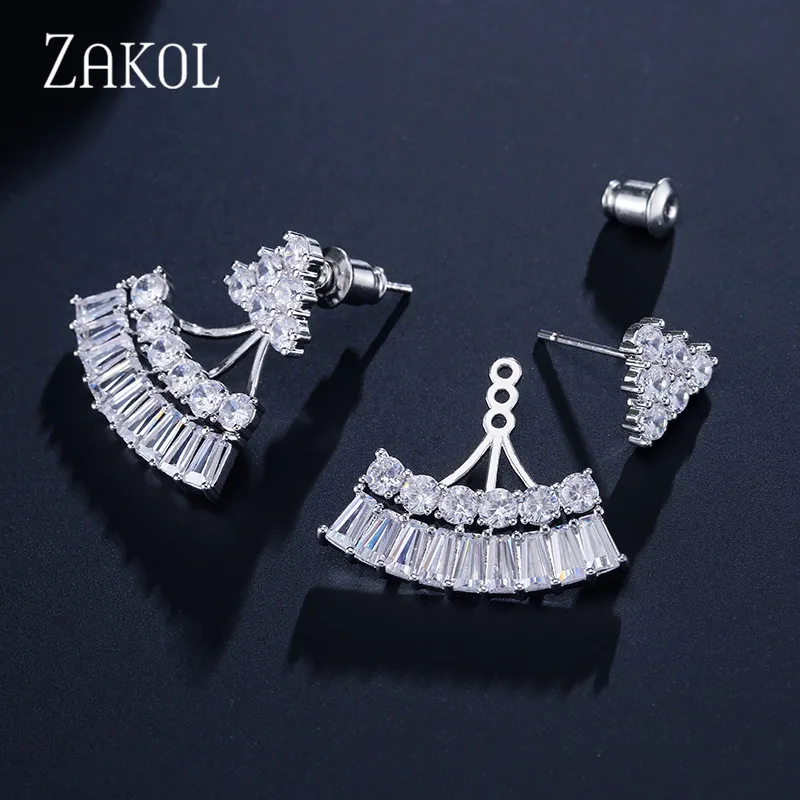 Модные женские серьги-гвоздики ZAKOL с кубическим цирконием класса ААА свадебные