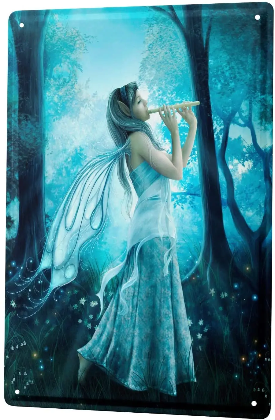 

С 2004 года, жестяная металлическая пластина, декоративный знак, таблички для украшения дома, 30x40 см, Фэнтезийный мотив, фея, лесная флейта