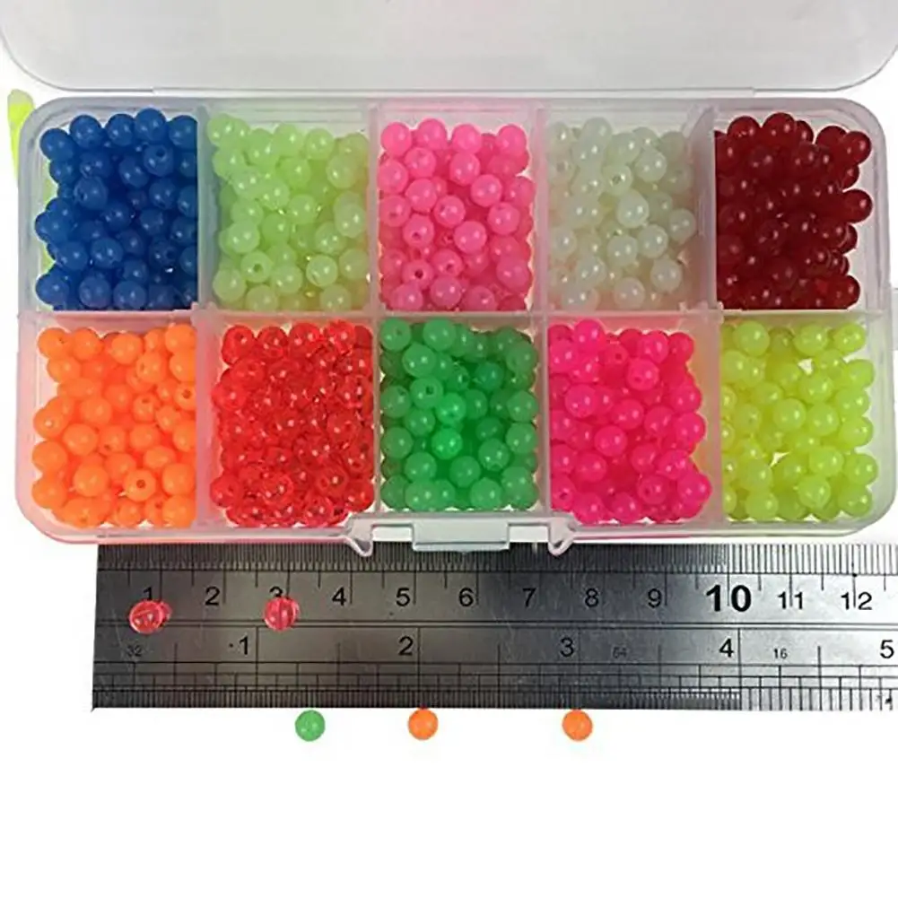 

1000Pcs/Set Fishing Beads Lure 5mm Luminous Fishing Floats Night Glow Beads Fishing Tackle Lures Bead Bait Pasca Aid Accessories