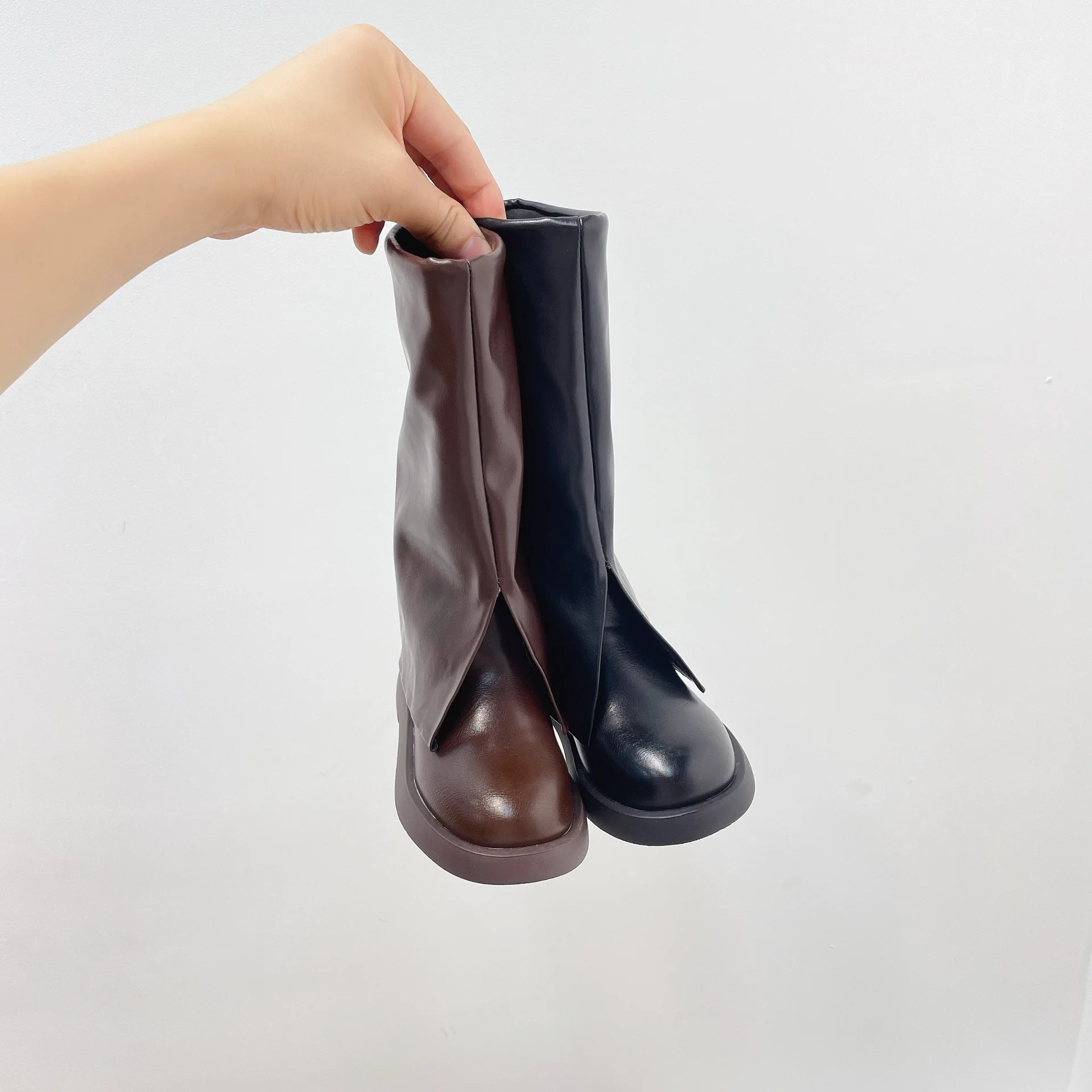 

Girls' high boots 2021 autumn and winter new fashion trendy children's square toe trouser boots