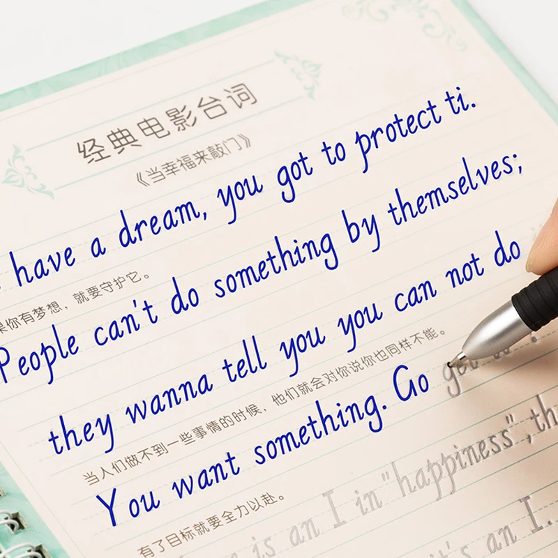 3 Reusable Groove Calligraphy Copybook English Italic Handwriting Training Pen Refills Hold Tools Set | Канцтовары для офиса и