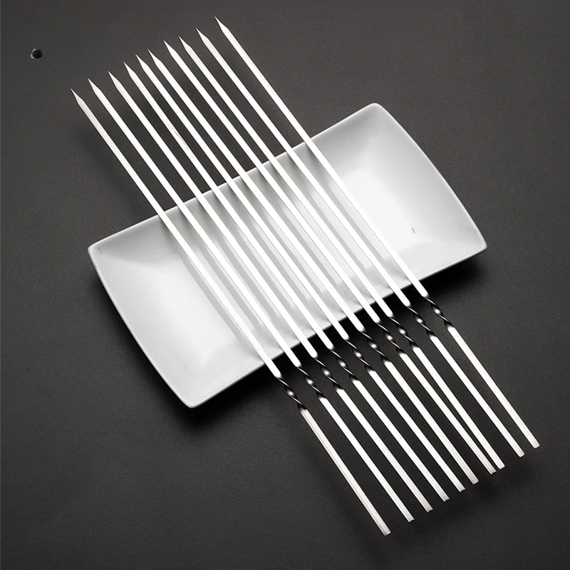 Шашлык для барбекю из нержавеющей стали многоразовые плоские вилки игла шашлык
