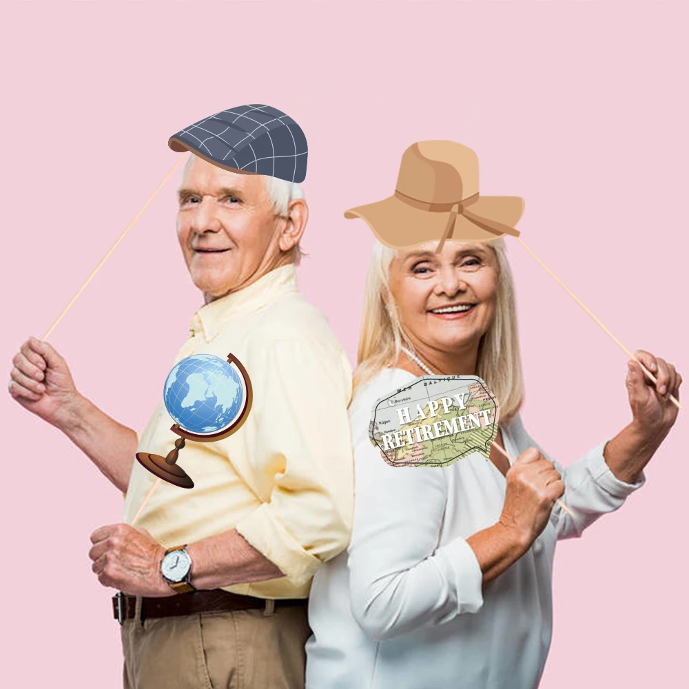 

25pcs Retirement DIY Photobooth Props Party Decorations Globe Telescope Paper Cards Photobooth Props Parents Party Favors
