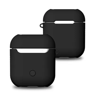 Симпатичный мини Резиновый беспроводной Чехол для наушников для Apple Airpods 2 зарядных наушников Защитный чехол для Airpods port - Цвет: Черный