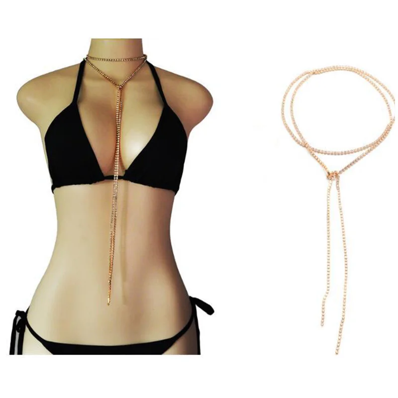 Женское Ожерелье с кристаллами цепочка до ключицы длинное ожерелье золотого и