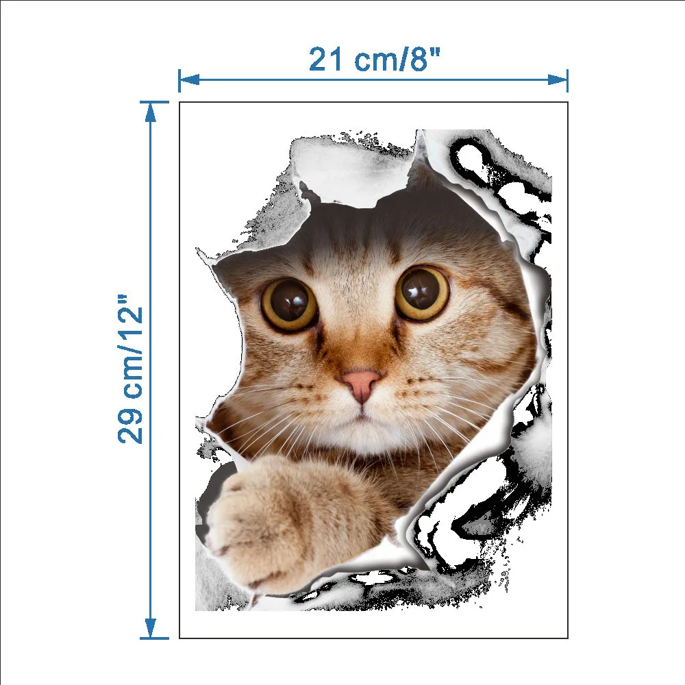 

Vivid 3d Hole Cat Animal Toilet Stickers Home Decoration Diy Wc Washroom Pvc Posters Kitten Puppy Cartoon Wall Art Decals