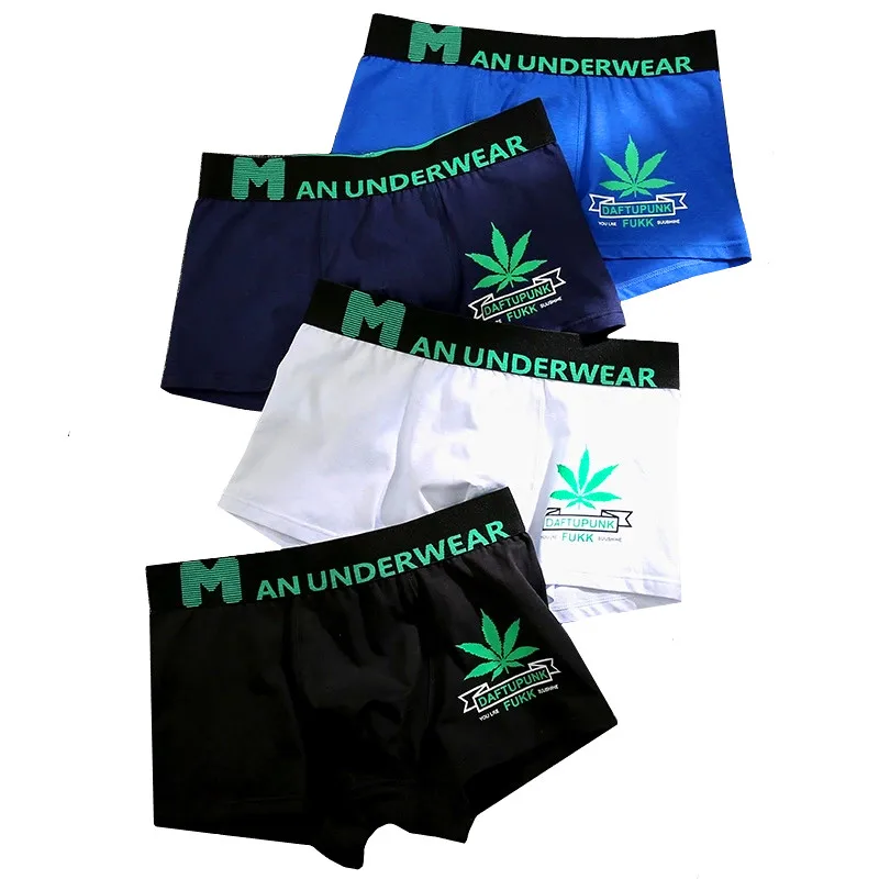 

Weed Underwear Men 365 Cotton Boxers Shorts Printed X Underpants Hombre Maple Leafs Cuecas Boxer Cartoon Kitty Panties Homme
