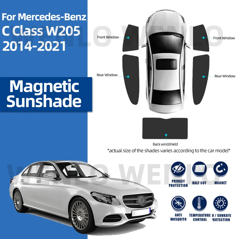 

For Mercedes Benz C Class W205 2014-2021 Car Windscreen Rear Sunshade Blind Windshield Sun Mesh Net Visor Protective Curtain