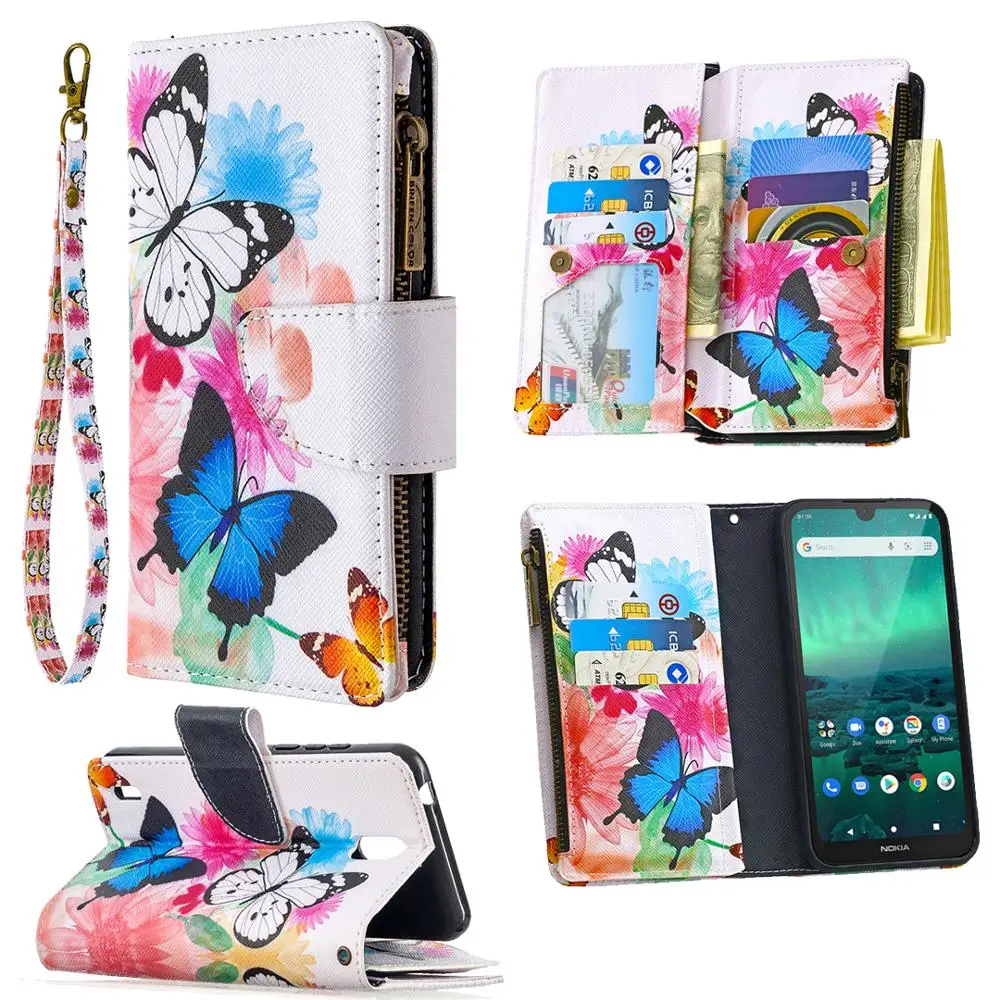 

Zipper Wallet Case For NOKIA 1.3 Flip Leather Phone Case For NOKIA 1.3 Phone Zipper Case