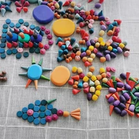 children beech wooden rainbow blocks loose parts toy mushrooms honeycomb droplets tree cones big jenga pastel ball