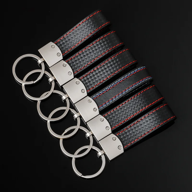 Автомобильный брелок металлический 3D логотип PU материал углеродное волокно узор