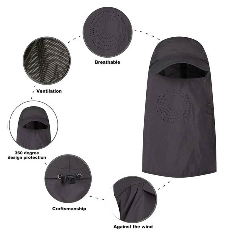 

Outdoor Flap Caps Quick Dry 360 Degree Protection Sunshade Breathable Water Resistant Ear Neck Cover Hiking fishing Cap