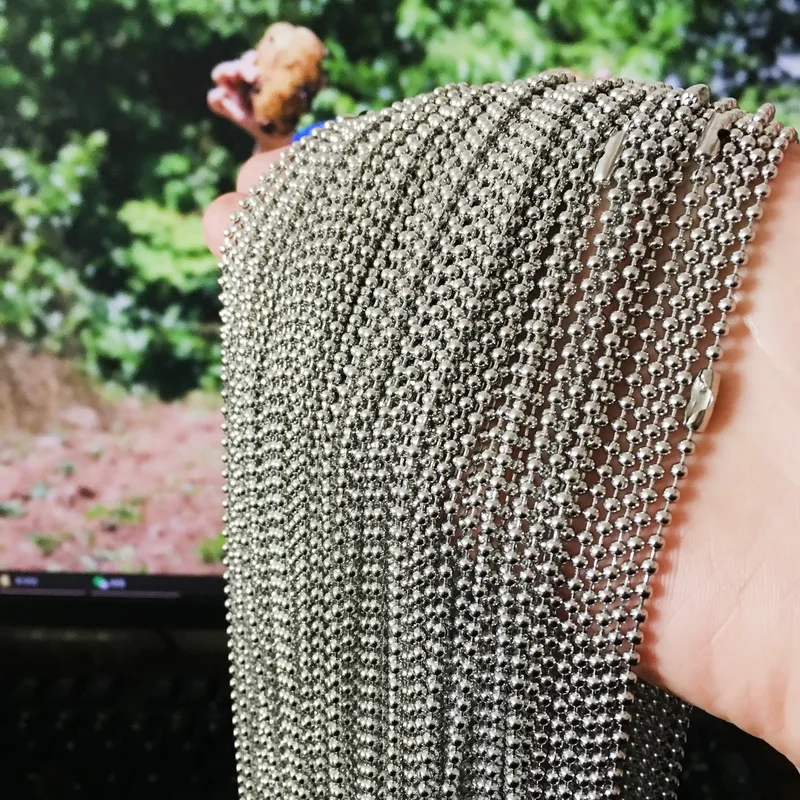 

Stainless Steel Beads Chain For DIY Men Women Pendant Necklace Good Quality 2.4mm Beads Chain For DIY Necklace Jewelry