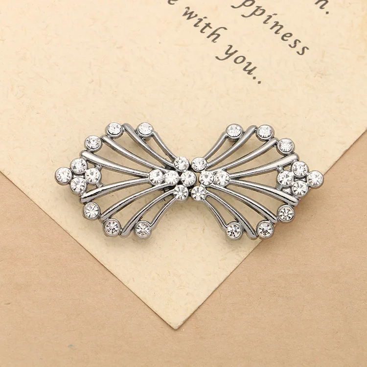 One Pair Fashion Women Decor Shiny Crystal Cape Cloak Clasps Fasteners Buckle Brooch Clip | Дом и сад