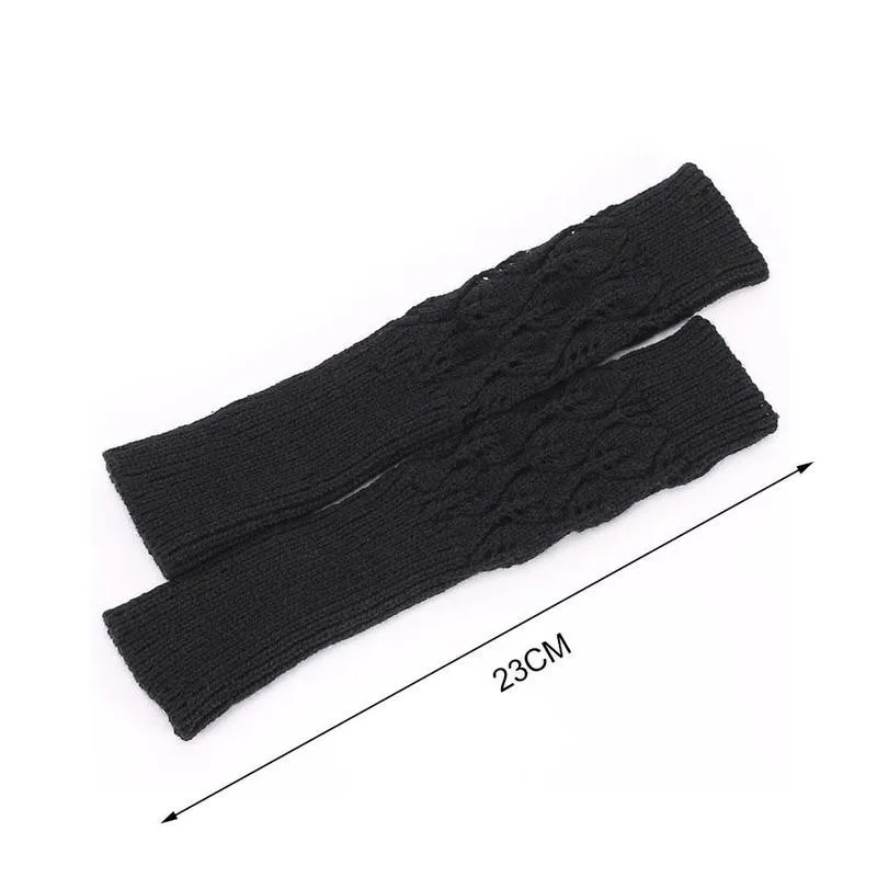 

Autumn Winter Women Wool Arm Warmers Winter Fashion Fingerless Gloves Button Knitted Mitten Long Gloves Outdoor Warm Gloves