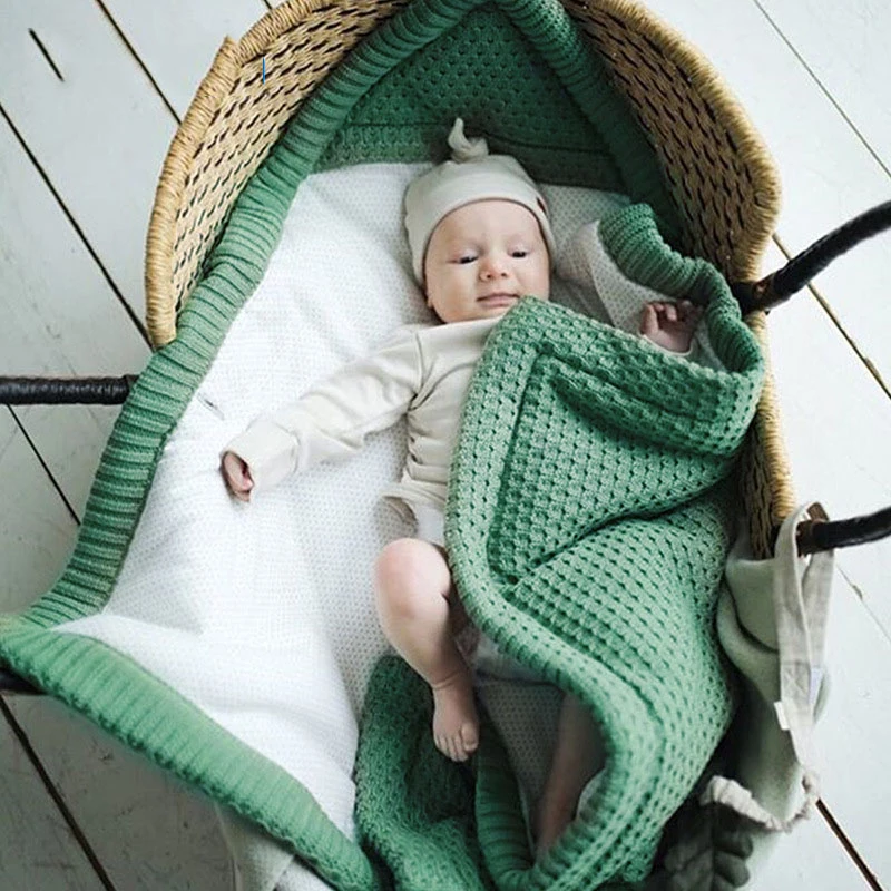

Вязаный спальный мешок для малышей, одеяло против ударов, осенне-зимний детский спальный мешок, конверт для новорожденных младенцев