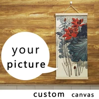 custom posters and prints canvas painting wall art for wedding photo family picture with wood hanging scrolls for living room