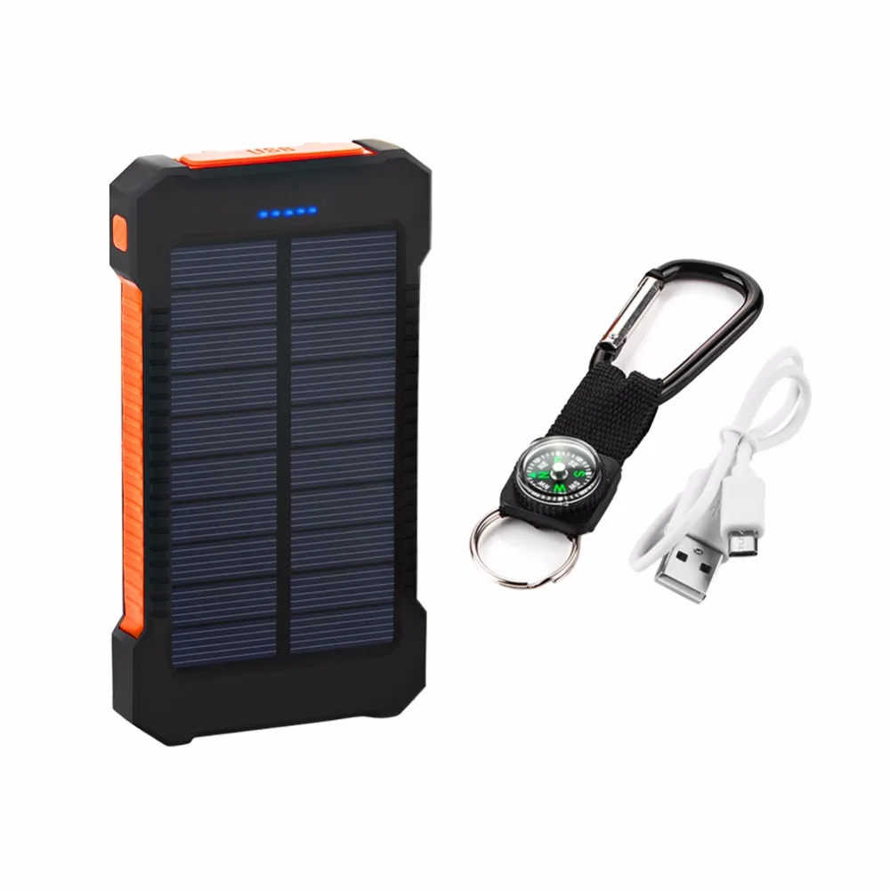 

20000mAh Top Solar Power Bank Waterproof Emergency Charger External Battery Powerbank For Xiaomi MI iPhone Samsung LED SOS Light
