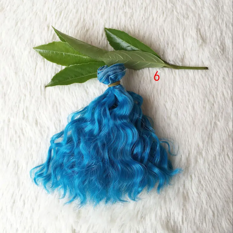 blue wig for doll Вьющиеся парики для шарнирных кукол волосы волнистые трессы для BJD и SD волос белый коричневый и градиентный парик аксессуары для кукол - Цвет: blue wig for doll