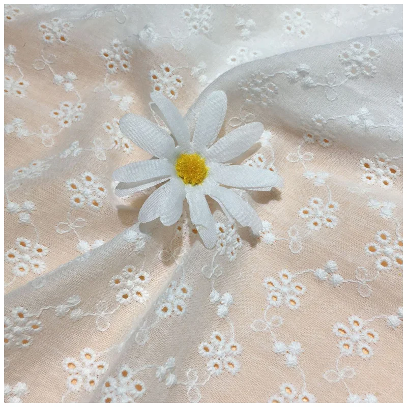 

African Swiss Cotton Voile Lace Fabric Embroidered,Diy Off White Apparel Patchwork Sewing Tissue Cloth for Dress,Width 130cm