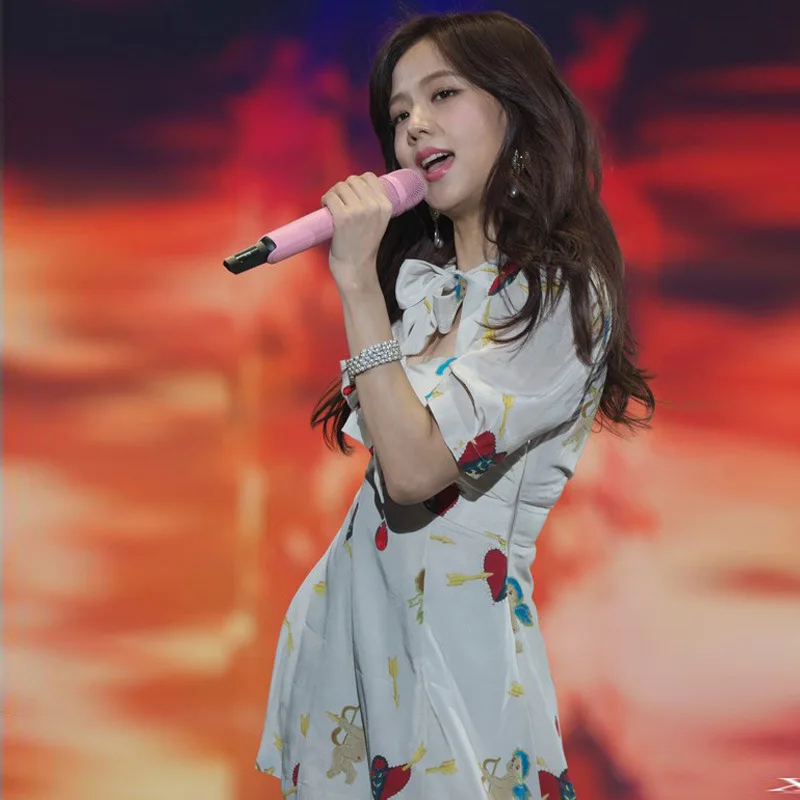 Kpop Blackpink JISOO/Новинка года; летнее уличная одежда; милое белое платье для женщин в Корейском стиле; kawaii; темпераментные платья с бантом; Одежда для девочек