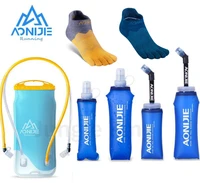 aonijie 2pcs five toe socks foldable silicone water bottle outdoors traveling sport running cycling kettle healthy soft material