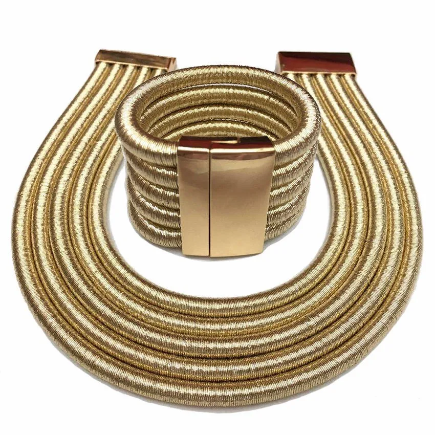 Aliexpress - Fashion Ethiopian African Jewelry Set Magnetic Buckle Choker Necklace Women Multilayer Weaving Exaggerated Necklace Bracelet