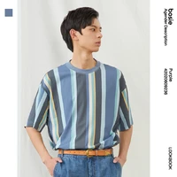 ishizukawa t shirt couple striped knitted simple cotton round neck loose short sleeved shirt tide 9236