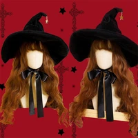 retro witch hats masquerade bandage bow wizard hat adult gothic lolita cosplay costume accessories halloween party dress decor