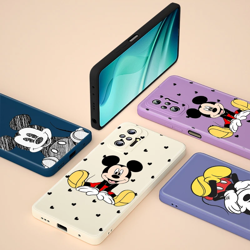 Liquid Silicone Soft Cover Cool Mickey Mouse For Xiaomi Redmi Note 10 10T 9 9T 8T 9S 8 7 6 5 5A Pro Max Phone Case