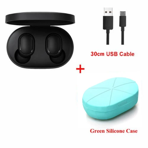 add green case cable Xiaomi Redmi Airdots Xiaomi беспроводные наушники Голосовое управление Bluetooth 5,0 шумоподавление управление - Цвет: add green case cable