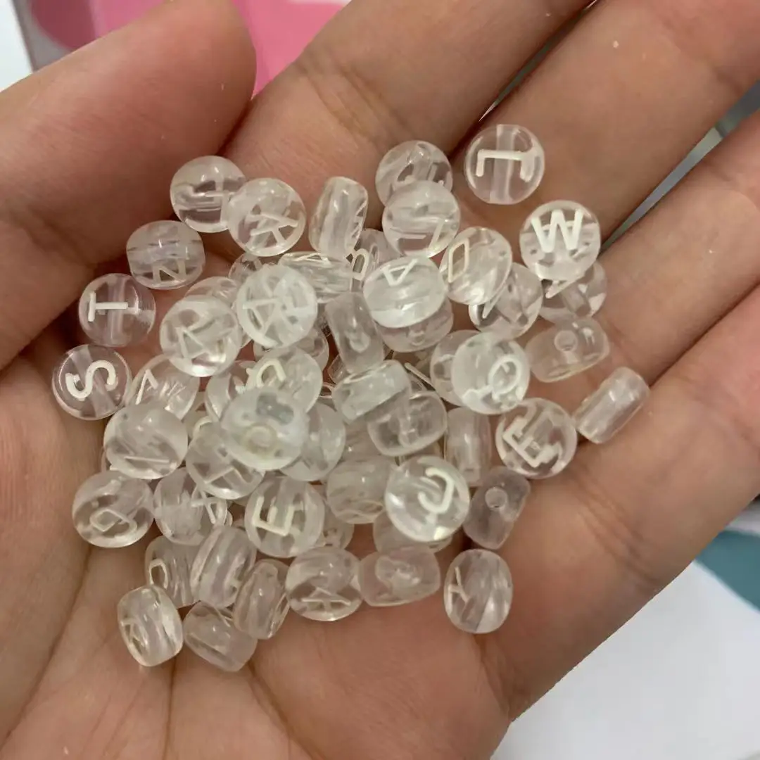

300PCS Round Transparent Color Acrylic Letter Beads for Jewelry Making Kid Diy Material Loose Spacer 4*7mm