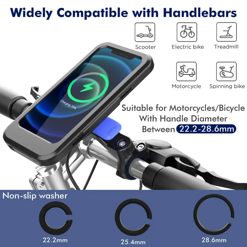 bicycle phone holder 15w wireless charger bike stand usb charging bike motorcycle support for 6 7 inch cellphone waterproof bag free global shipping