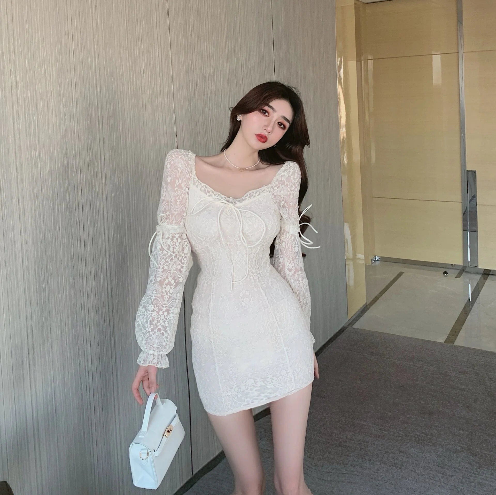 

Salt Sweet Dress 2021 Early Autumn Style Style Lace Slim Dress Women's ClothingNuyoah