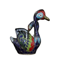 chinese old craft brass cloisonne siamese goose decoration statue