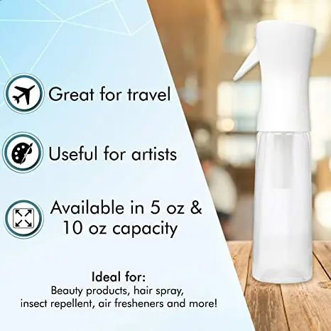 

Hair Spray Bottle Ultra Fine Continuous Water Mister for Hairstyling, Cleaning, Plants, Misting & Skin
