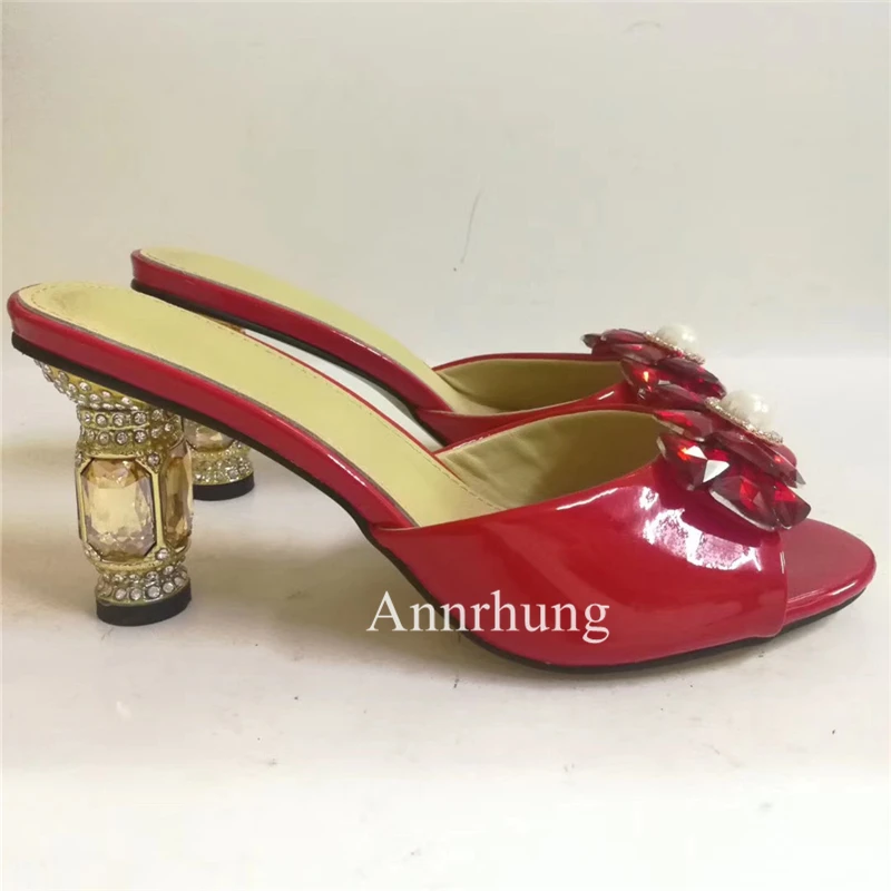 Роскошные туфли без задника из лакированной кожи на высоком каблуке | Обувь