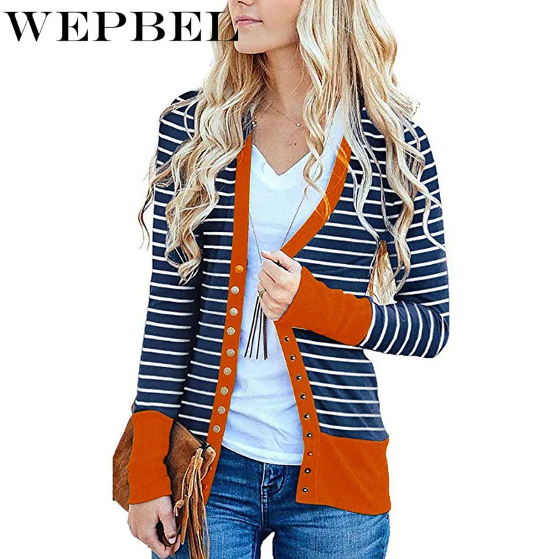 

WEPBEL Autumn Cardigan Sweaters for Women Knitwears Long Sleeve Button Down Single Breasted Long Sleeve Cardigans