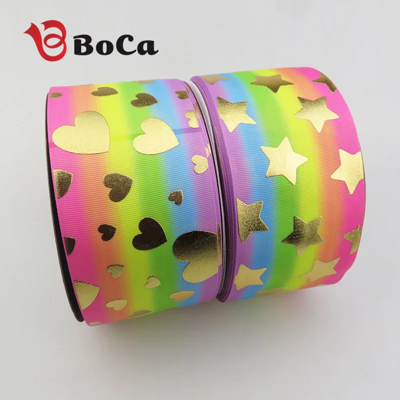 " 75 мм Новое поступление золотой foilgrosgrain ленты для украшения бант для волос и т. Д