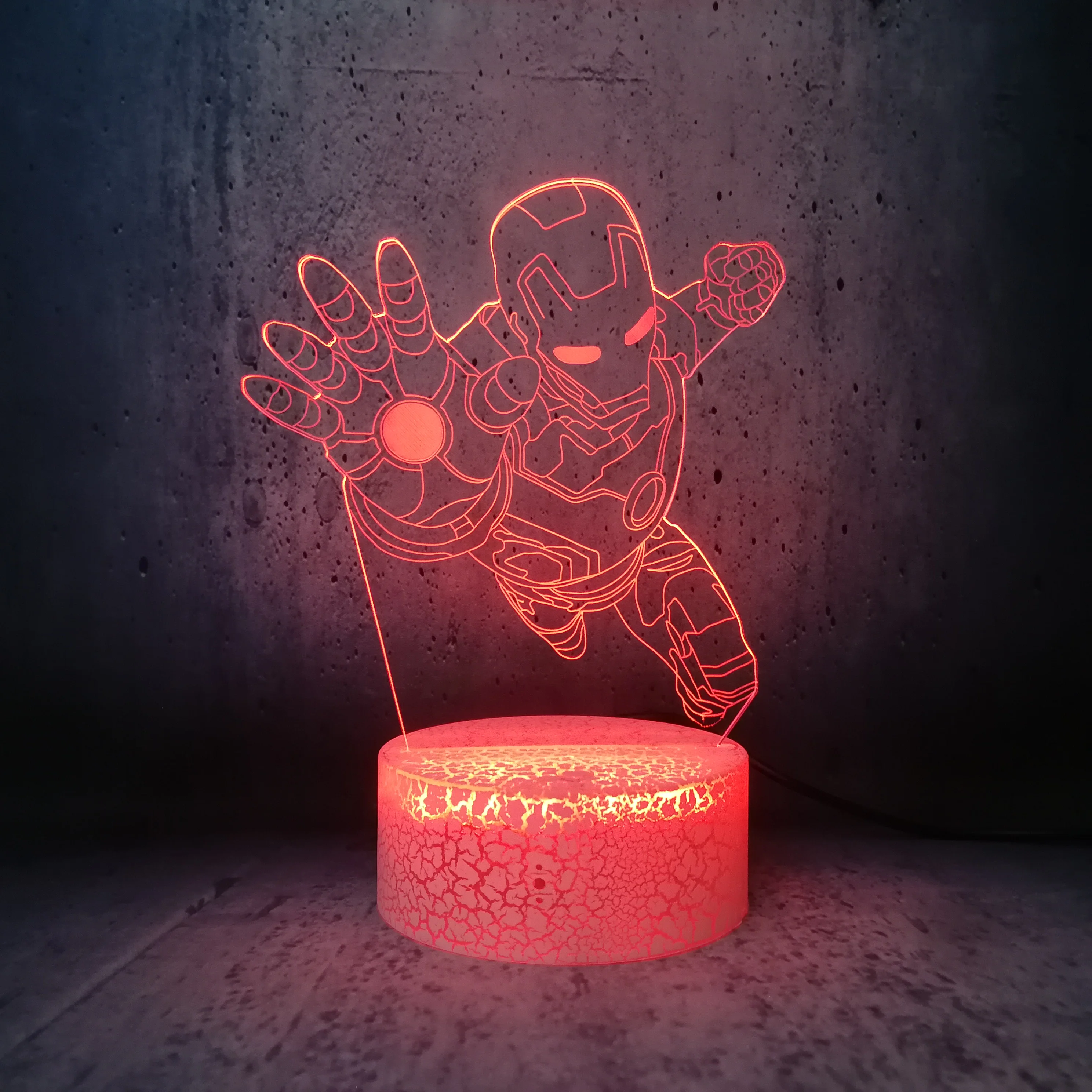 3D ночное освещение супергерой Железный человек Новинка фигурка многоцветная