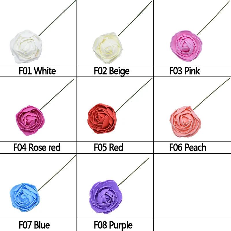 

10pcs/lot 7cm Artificial PE Foam Rose Flowers Branch Bride Bouquet Wedding Decoration Party Home DIY Wreath Fake Flower Supplies