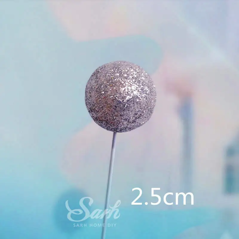 6pc 2.5cm silver Золотые, серебряные лазерные воздушные шары с облаками «С Днем Рождения», топпер для торта, вечерние украшения, десерт, прекрасные подарки - Цвет: 6pc 2.5cm silver