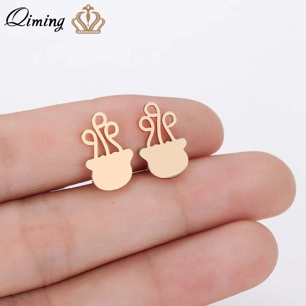 Женские серьги-гвоздики с Медузой QIMING Morden геометрические эффектные ювелирные