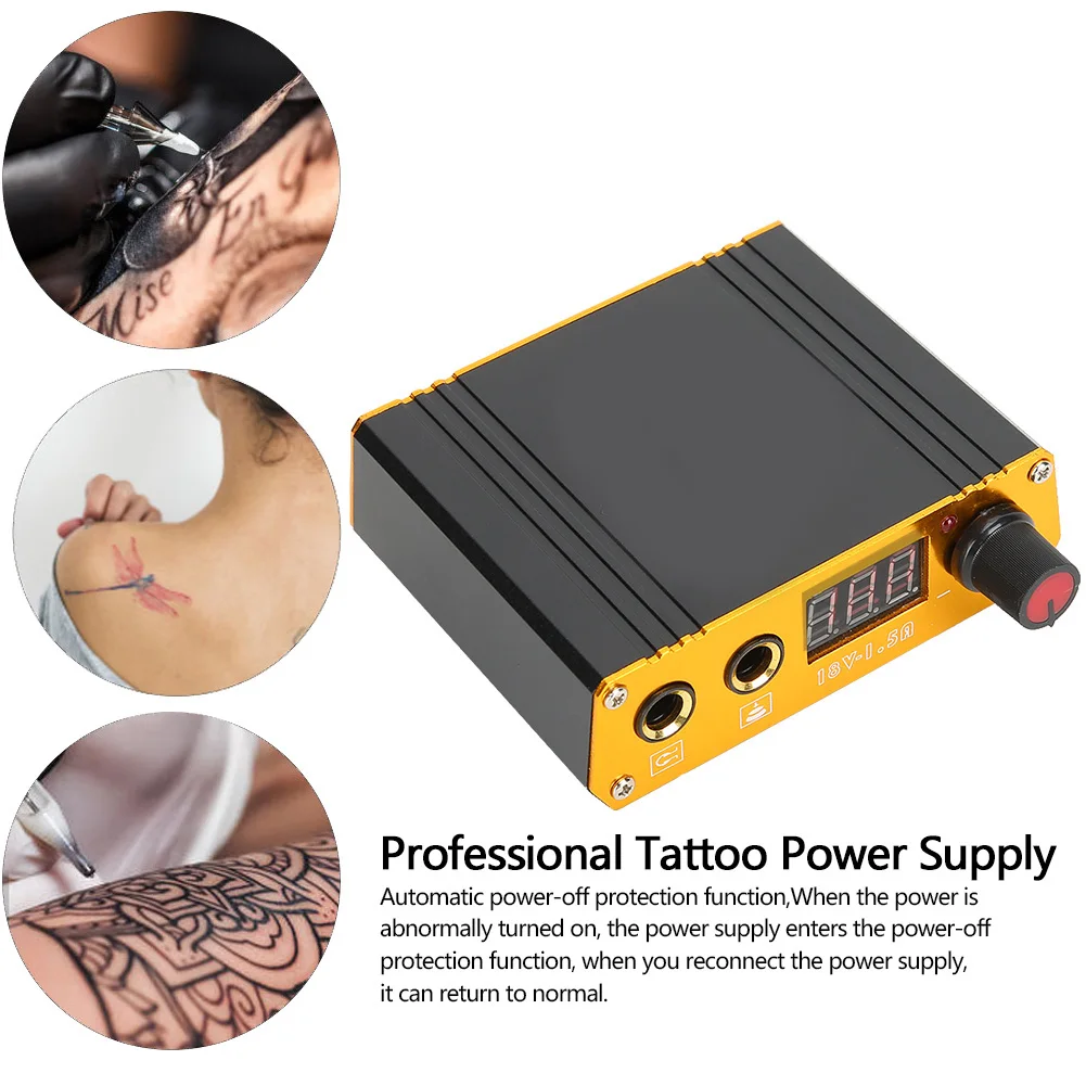 

1Pcs Double Modes New Black Professional Mini Tattoo Machine Power Supply Tattoo Power Supply with LCD Display Tattoo Supplies